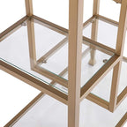 SEI Furniture Jaymes Metal/Glass Asymmetrical Étagère/Bookcase, Gold