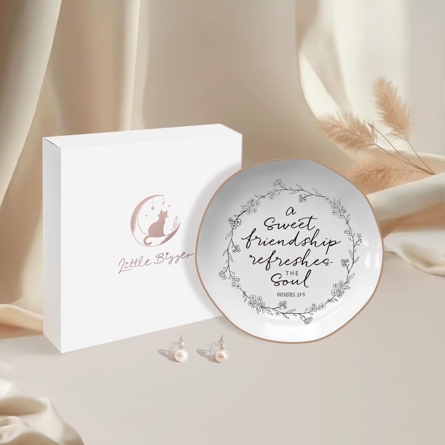 Friendship Gifts For Women – Proverbs 27:9, Bible Verse Jewelry Dish | Friends Birthday Gifts for Women, Sweet Friendship, Christian Gifts – Jewelry Tray, Christmas gift