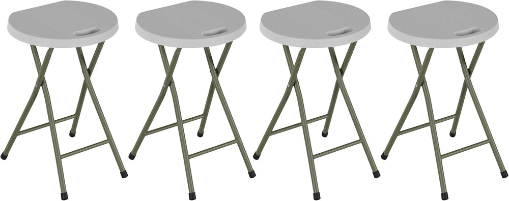 Lavish Home Portable Folding Stools with Backless Seat Set of 4, White, 18”