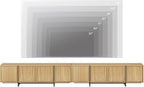 WAMPAT Modern TV Stand for 32-110 inch TVs, Wood Entertainment Center with Storage Cabinets, Media TV Console Table for Living Room, Oak