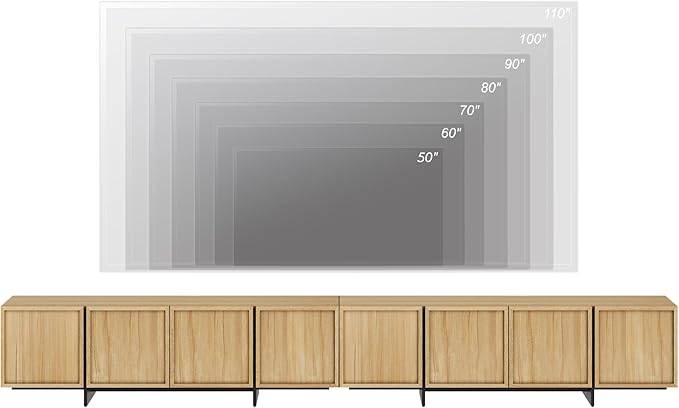 WAMPAT Modern TV Stand for 32-110 inch TVs, Wood Entertainment Center with Storage Cabinets, Media TV Console Table for Living Room, Oak