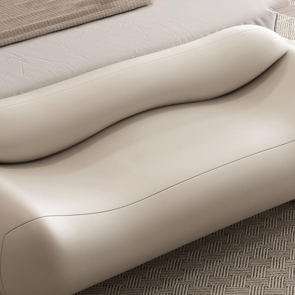 Modern High-end Wavy Bedroom Bed End Stool with Backrest Spring Bedside Couch...