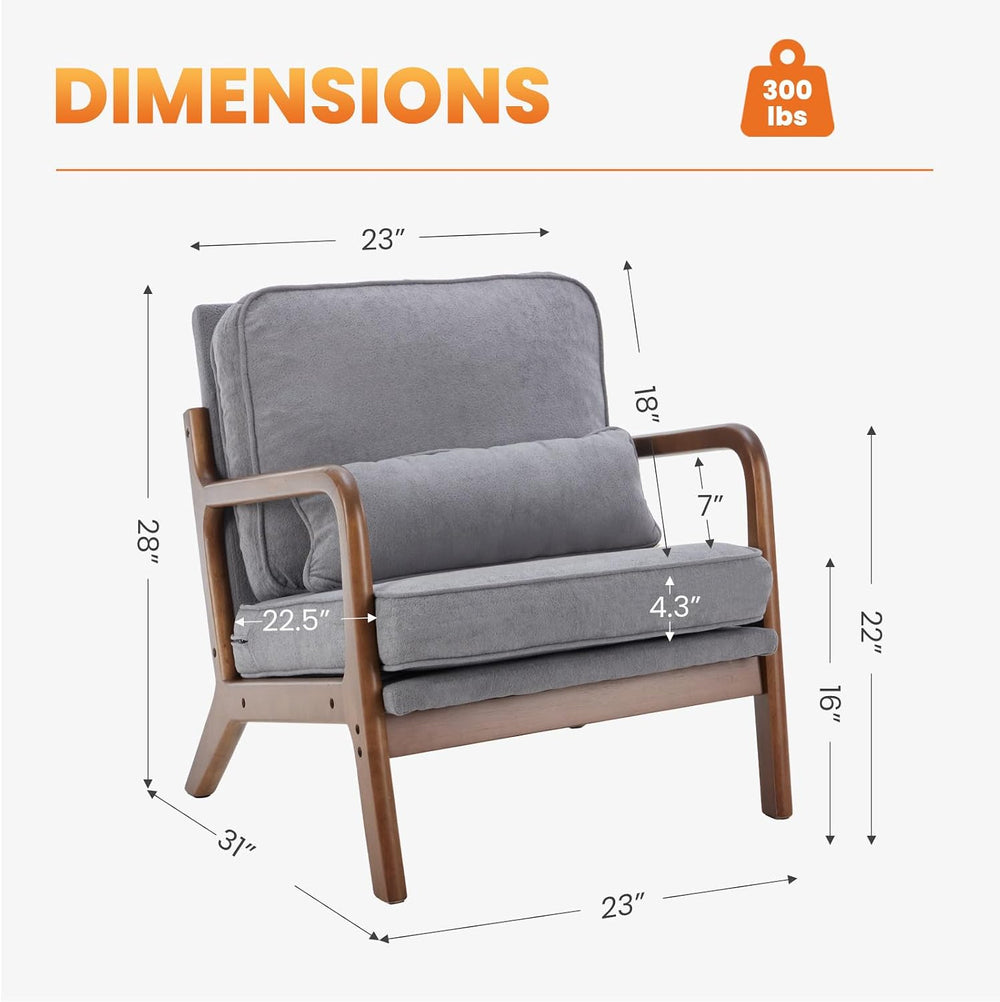 DUMOS Mid Century Modern Chairs Set of 2, Accent Chair with Arms and Waist Cu...