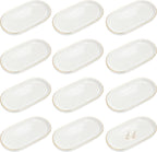 Shappy 12 Pcs Ceramic Jewelry Tray 7 x 4 in Oval Shape | Ring Dish Bulk Decorative Trinket Dish for Bridal Christmas Birthdays Gifts
