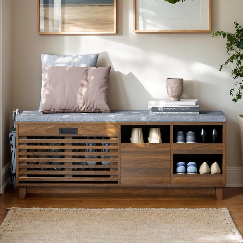 Gyfimoie 2-Tier Shoe Storage Bench,47" Entryway Bench with 2 Flip Drawer...