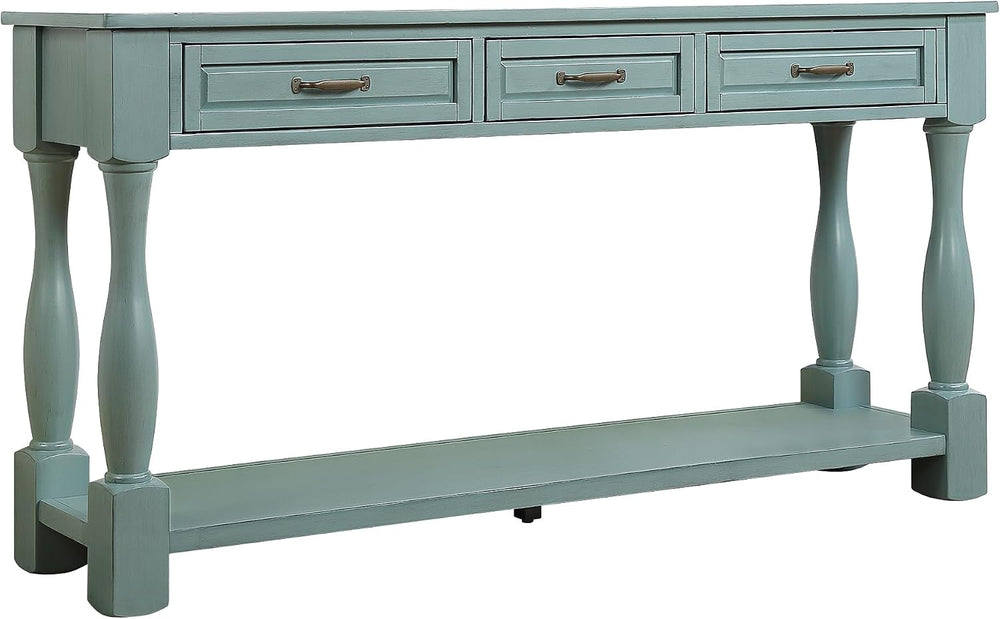 Merax Retro Console Table with 4 Drawers for Entryway, Sofa Table with Open S...