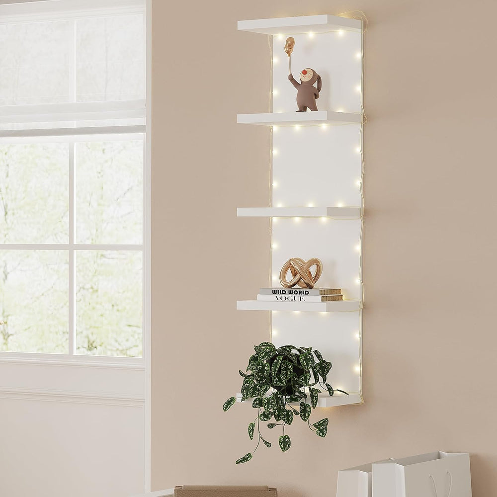 LitaEther 5 Tier Lack Floating Shelf, White Wall Shelf Unit,Display Shelf