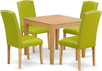 East West Furniture OXEN5-OAK-51 5 Piece Dining Set Includes a Square Dining Room Table and 4 Autumn Green Faux Leather Upholstered Parson Chairs, 36x36 Inch, Oak