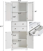 67" Tall White Kitchen Pantry Cabinet - Ample Storage with Doors & Drawers for Food, Bathroom Essentials & Craft Supplies!