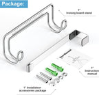 Ironing Board Holder Wall Mount, Over The Door Ironing Board Holder, Over The Door Or Wall Mount Ironing Board Hanger for Y & T Leg Iron Boards (Silver)