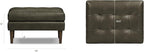 POLY & BARK Napa Ottoman - Full-Grain Leather Upholstered Ottoman with Feather-Down Topper - Couch for Living Room - Vintage Italian Leather in Olivine Green