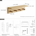 Entrance Coat Rack ，Coat Hooks, Wall-Mounted Wooden Hook Rack, Wall-Mounted Shelves are Very Suitable (Oak Colored Finish-1)