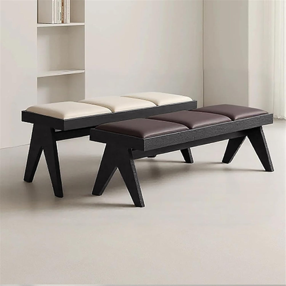 Modern Retro Wooden Upholstered Dining Table Cloakroom Shoe-Changing Stool Be...