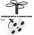 HarJue Toothbrush Holder Stand for Bathroom, Metal Toothbrush Organizer with Marble Base, Toothbrush Storage Collection for Family, Suitable for Home Hotel Countertop Vanity (Small, Matte Black)