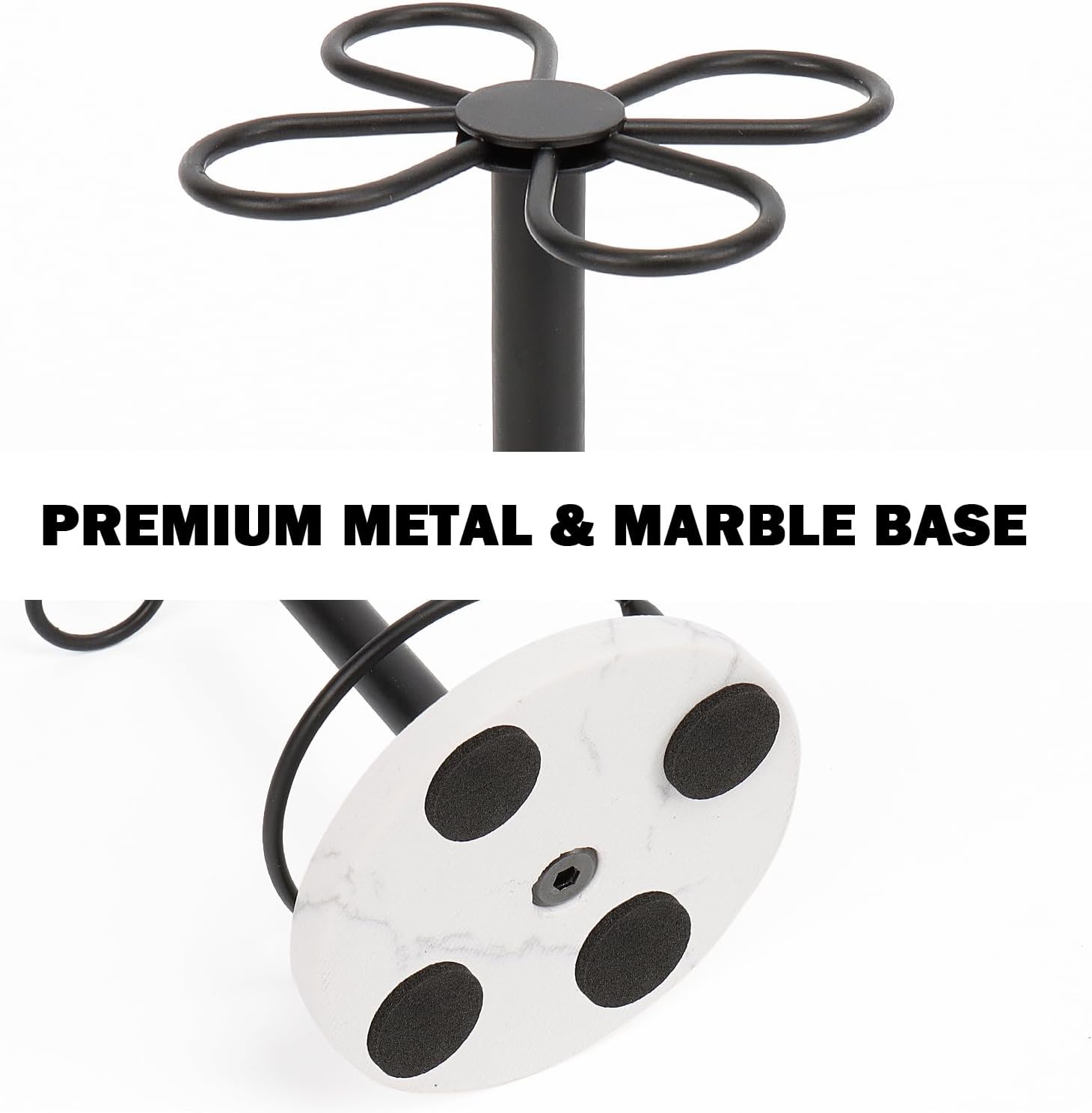HarJue Toothbrush Holder Stand for Bathroom, Metal Toothbrush Organizer with Marble Base, Toothbrush Storage Collection for Family, Suitable for Home Hotel Countertop Vanity (Small, Matte Black)