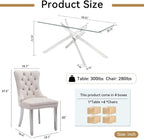 Glass Dining Table Set for 4, Modern Kitchen Table and Chairs Set of 4, 5-Piece Kitchen Dining Room Table Set w/61 Glass Silver Dining Table and 4 Beige Velvet Upholstered Chairs