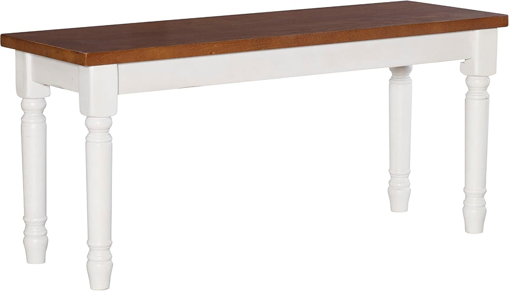 Willow White Backless Dining Bench with Honey Brown Wood Top by Powell