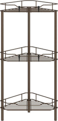 3 Tier Floor Standing Corner Shower Caddy Organizer Shelf with Hooks, Bathroom Shelves Stand Rack, Bronze