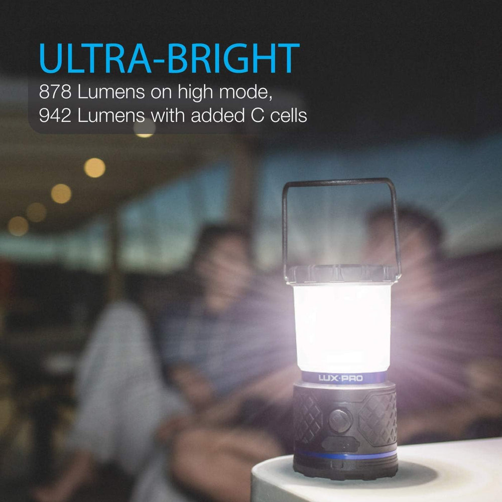 LUXPRO Rechargeable Dual-Power 940 Lumen LED Lantern with Diffused Lens for U...