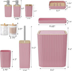 Bathroom Accessories Set - Elegant Pink Bathroom Set, 10PC Bathroom Accessory Set, Toilet Brush, Bathroom Trash Can