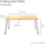 Sleekform Wooden Folding Desk - Small Folding Table Portable with Collapsible Hairpin Legs - Wood Foldable Desks for Small Spaces - Space Saving Portable Computer Desk - Birch