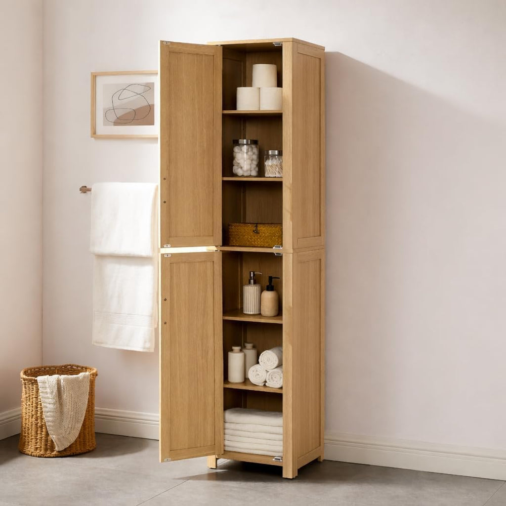 Crosley Furniture Savannah Linen Storage Cabinet, Laundry Room, Bathroom Orga...