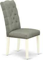 East West Furniture X027EL207-6 6 Piece Dining Set Contains a Rectangle Dining Room Table with X-Legs and 4 Gray Linen Fabric Parson Chairs with a Bench, 40x72 Inch, Multi-Color