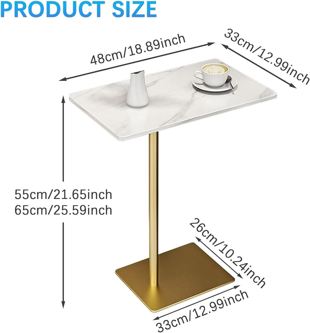 Drsyffsup Outdoor Coffee Table Side End Table with Marble Effect Top and Gold...
