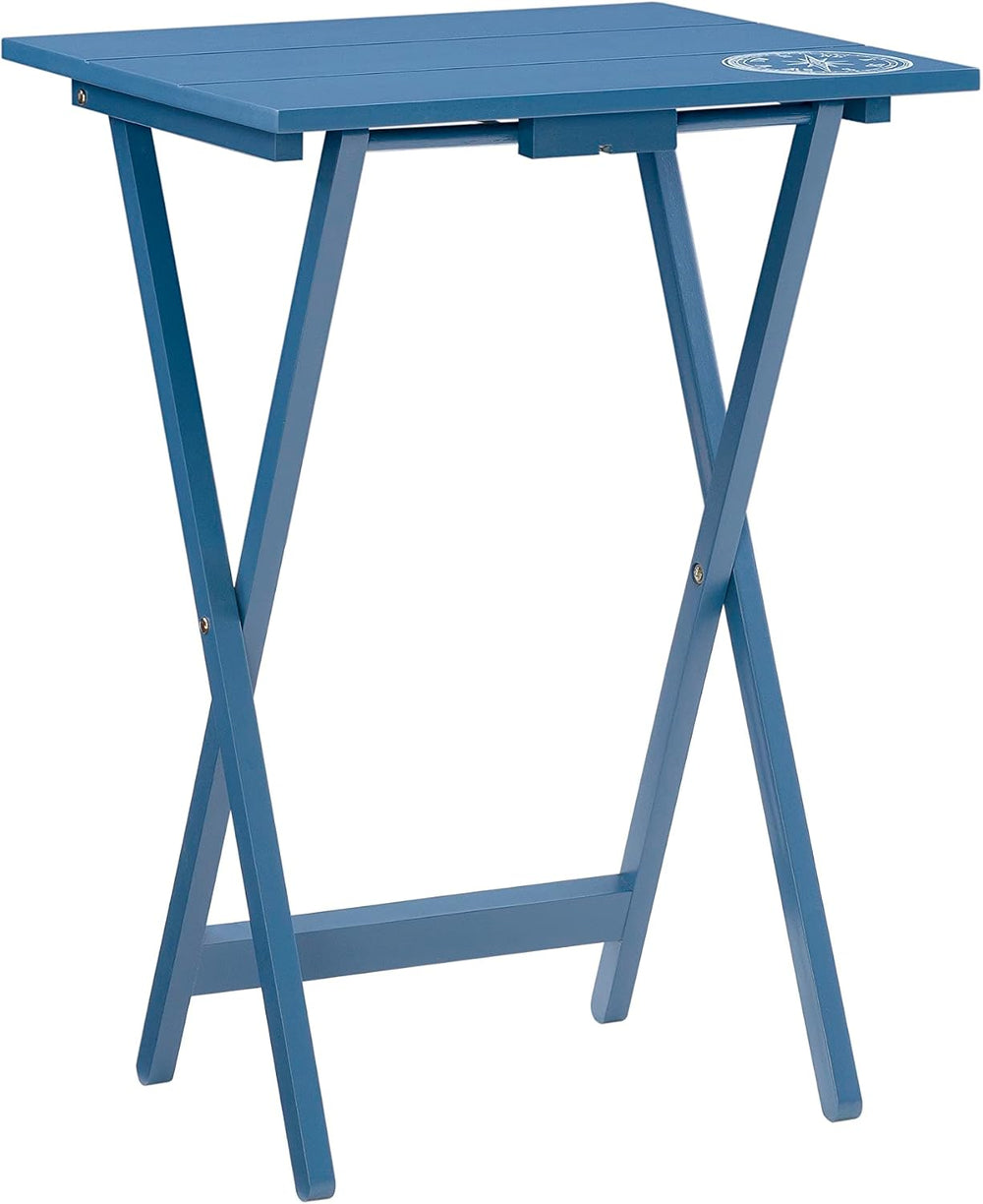 Linon SAMM Navy Trey Table Set with Compass Accent Includes Four Trey Tables ...