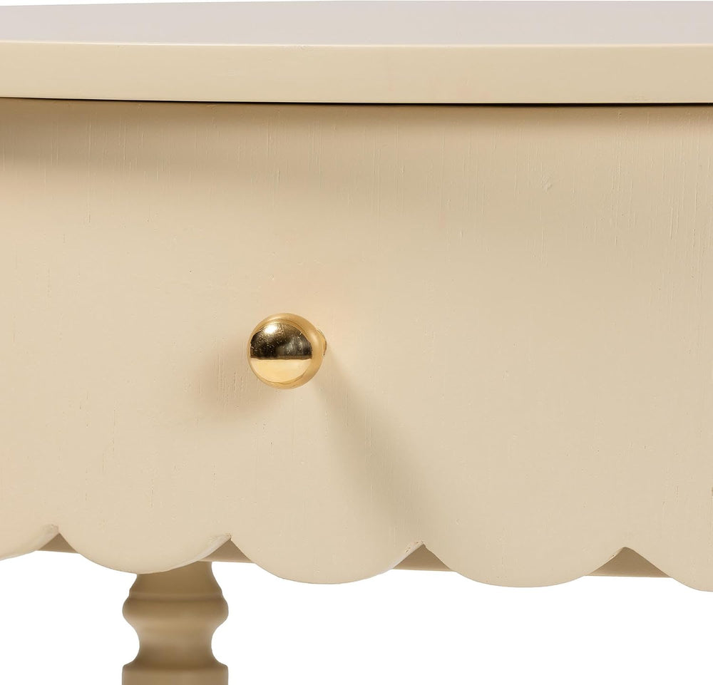 Bali & pari Liba End Table - 1-Drawer Accent Table with Scalloped Detaili...