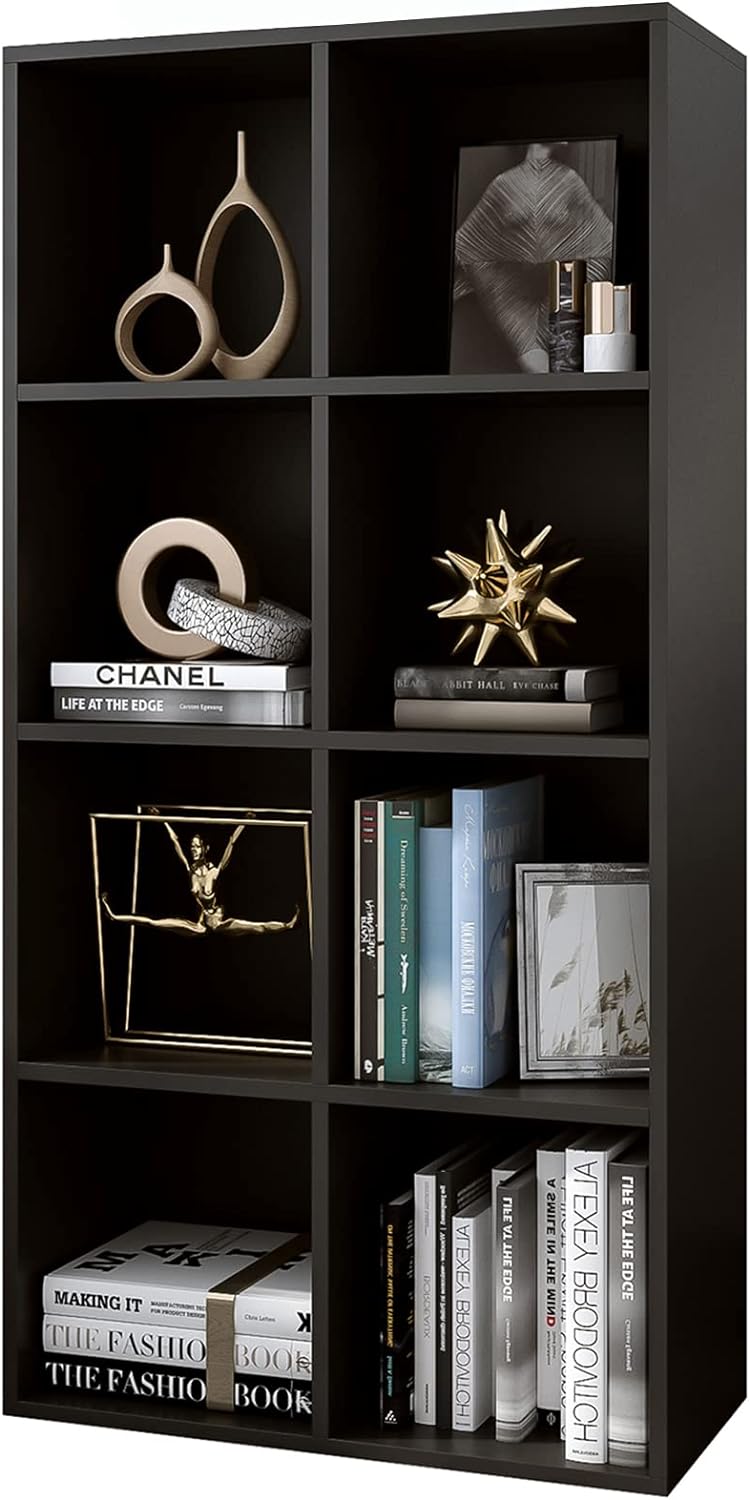 8-Cube Storage Shelf Bookcase - Wooden 4-Tier Floor Standing Open Bookshelf, ...