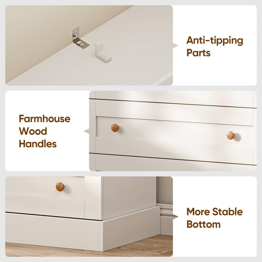 Vyre 71" Tall Farmhouse Bookshelves with Glass Doors and Drawers,Large M...