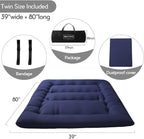 MAXYOYO Japanese Floor Mattress Futon Mattress, 4" Thicken Tatami Mat Sleeping Pad Foldable Roll Up Mat Boys Girls Dormitory Pad Kids Floor Lounger Pillow Bed, Charcoal Grey, Queen Size