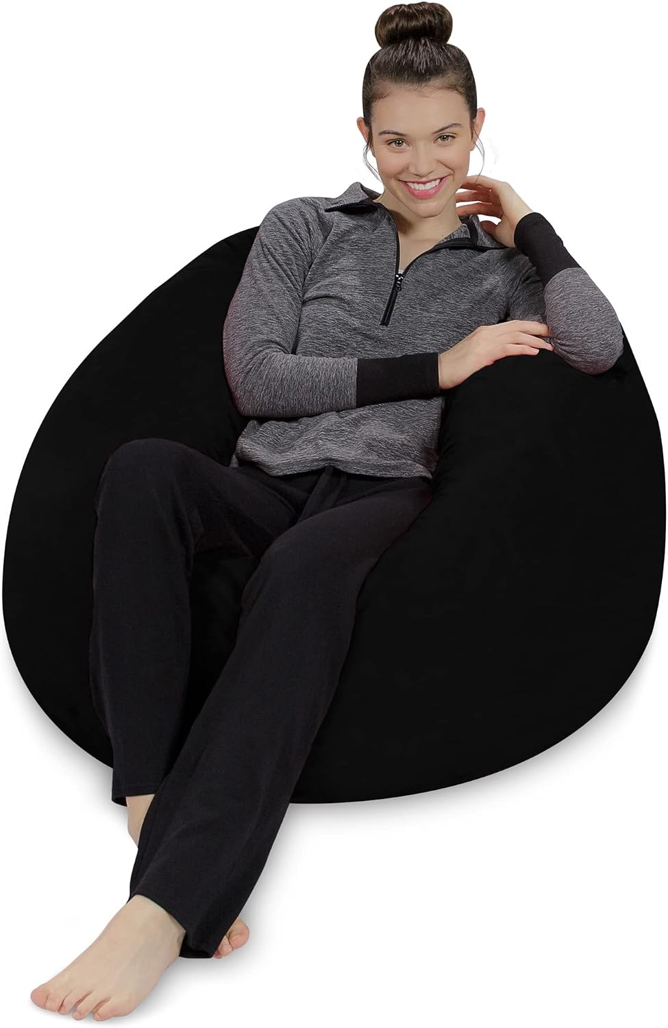 Sofa Sack Bean Bag Chair - Plush, Ultra Soft - Memory Foam Bean Bag Chair with Microsuede Cover - Stuffed Foam Filled Furniture and Accessories for Dorm Room 3 Feet - Midnight Black