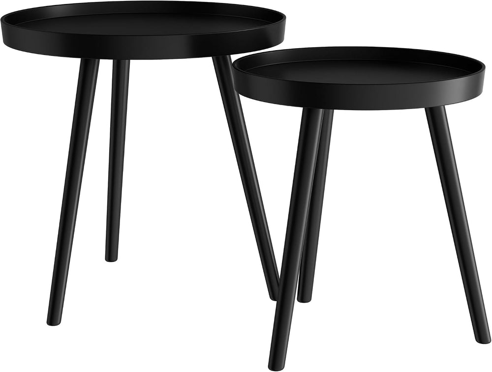 Lavish Home Nesting Side Tables, Black, Set of 2, 21.5”/16” | Round End Table...