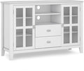 SIMPLIHOME Artisan SOLID WOOD 53 Inch Wide Contemporary TV Media Stand in White for TVs up to 60 Inches, For the Living Room and Entertainment Center