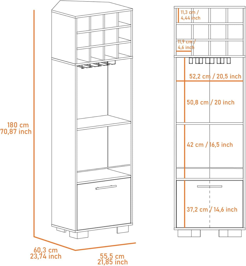 Corner Wine Cabinet Storage Locker, Tall Pantry Sideboard witn 2-Shelf and 1-...