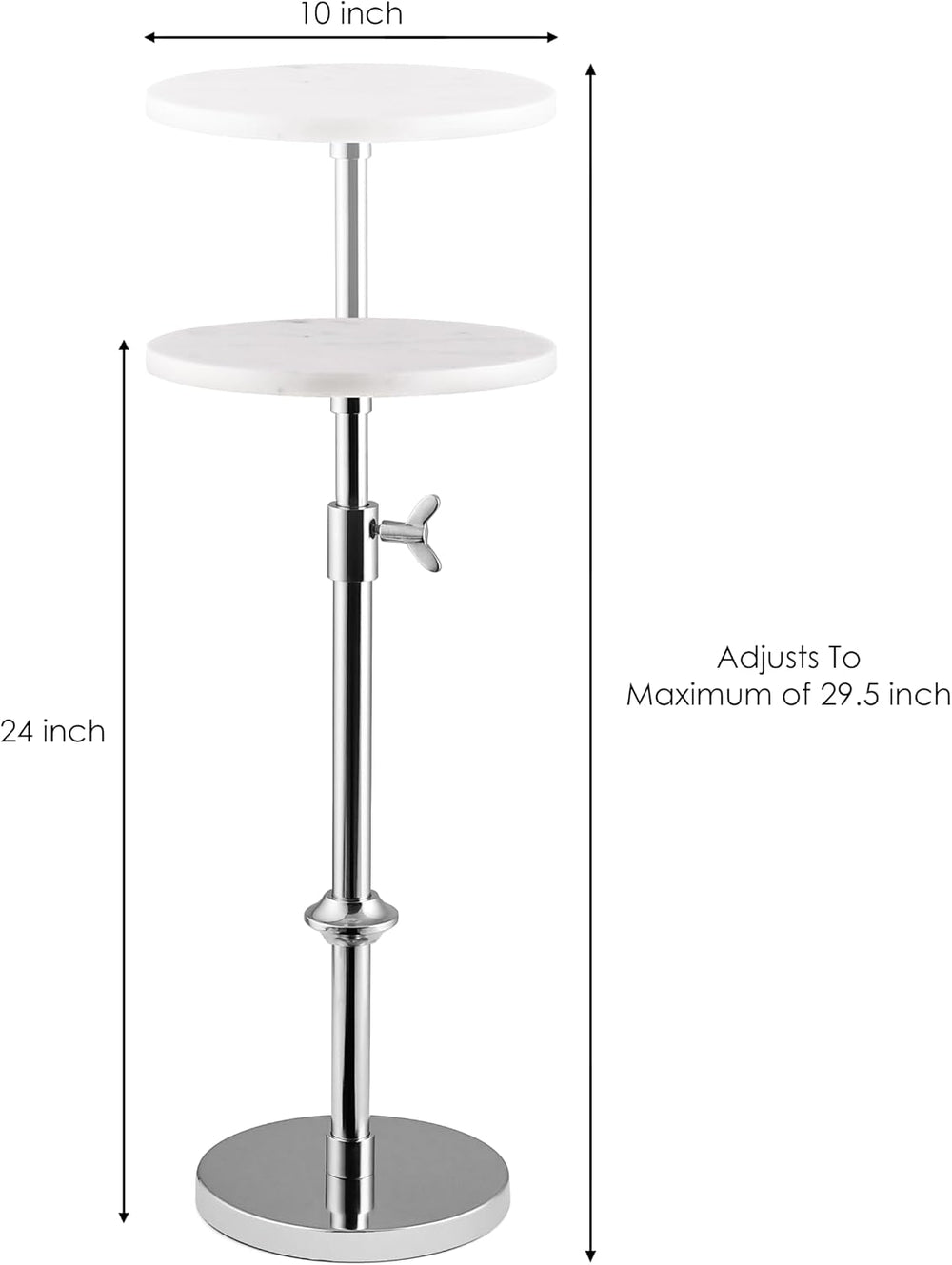 Modern Chrome Side Table Adjustable Height – Polished Chrome Finish Bedside T...
