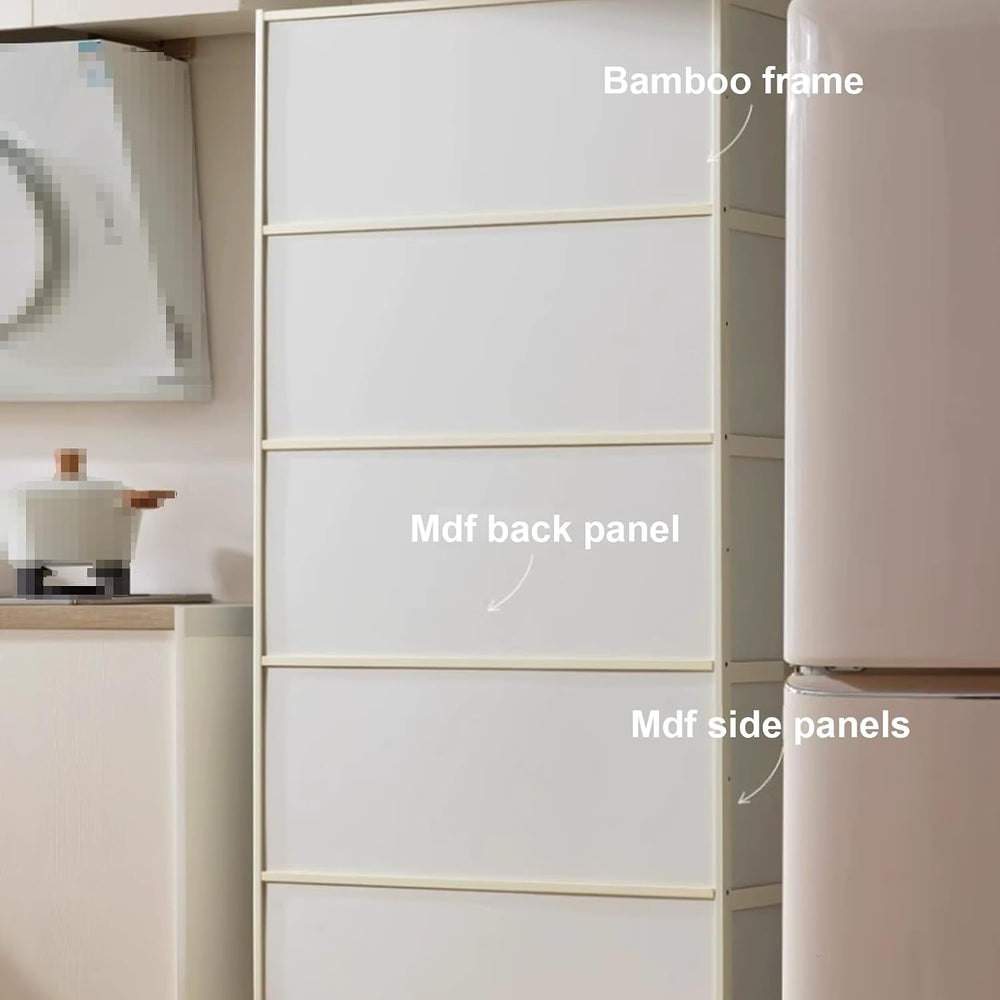 13 Inch Wide Kitchen Cabinet Storage Natural Bamboo Material Flip Up Hover Do...