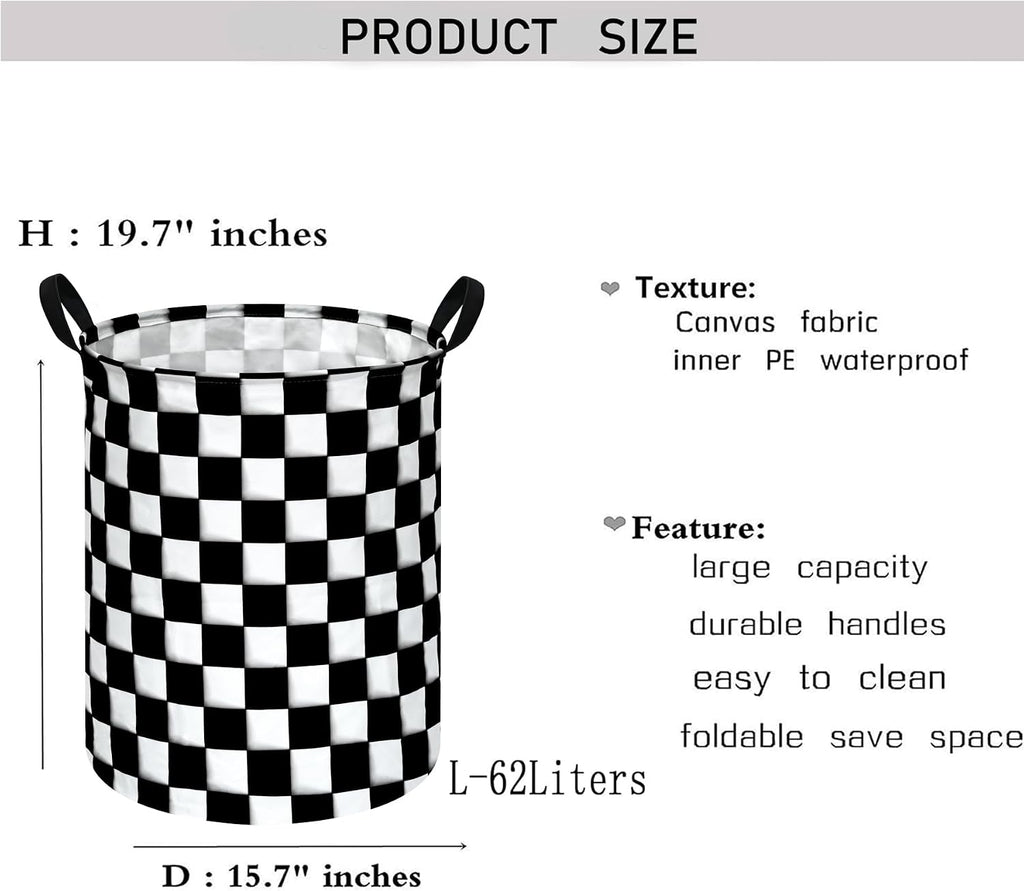 Racing Flag Kids Laundry Gift Basket Storage Hamper, Clothes Storage Organizer Bins, Shelf Basket with Handles for Room Decor