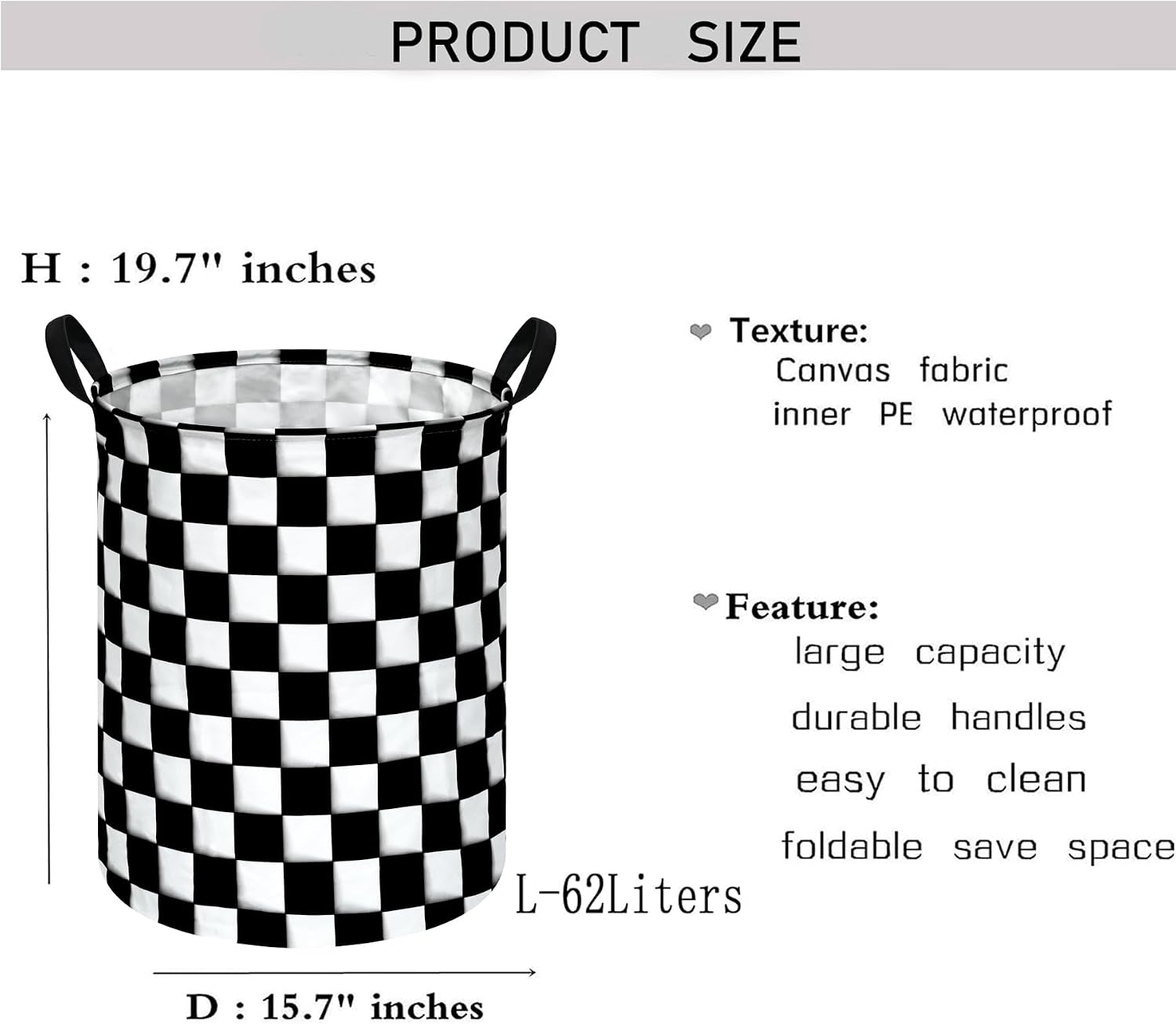 Racing Flag Kids Laundry Gift Basket Storage Hamper, Clothes Storage Organizer Bins, Shelf Basket with Handles for Room Decor