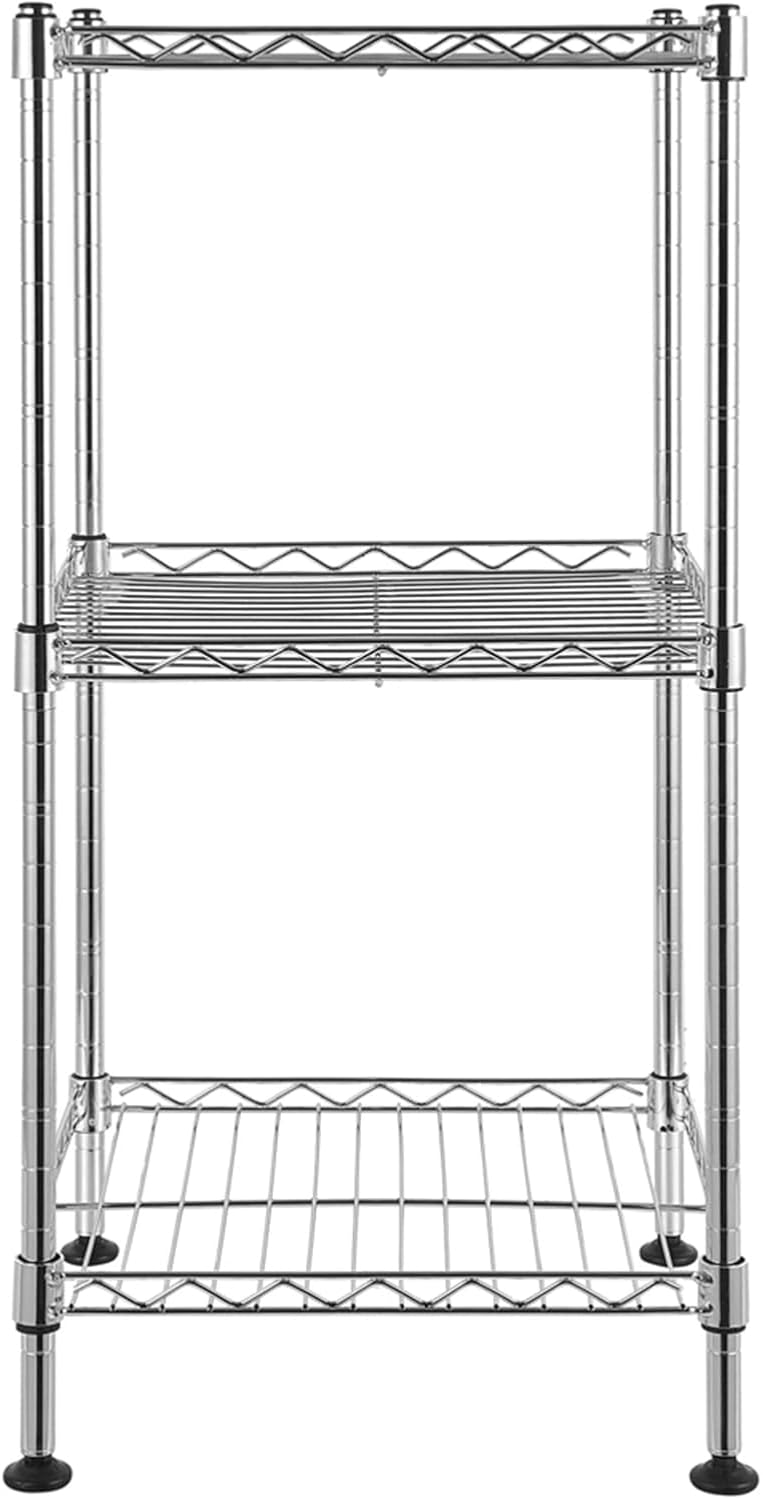 Three-Layer Kitchen Storage Rack, Floor-Standing Multi-Layer Storage Shelf, Household Bathroom Balcony Metal organizing Rack, no-Installation Adjustable Multifunctional Storage Rack