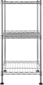Three-Layer Kitchen Storage Rack, Floor-Standing Multi-Layer Storage Shelf, Household Bathroom Balcony Metal organizing Rack, no-Installation Adjustable Multifunctional Storage Rack