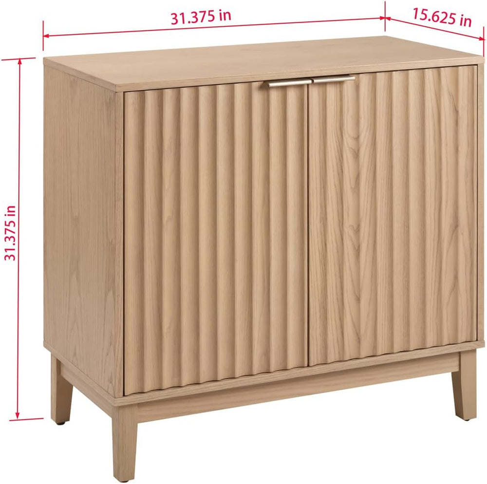 Modern Fluted Accent Credenza - Sideboard Buffet Cabinet with Doors & Adj...