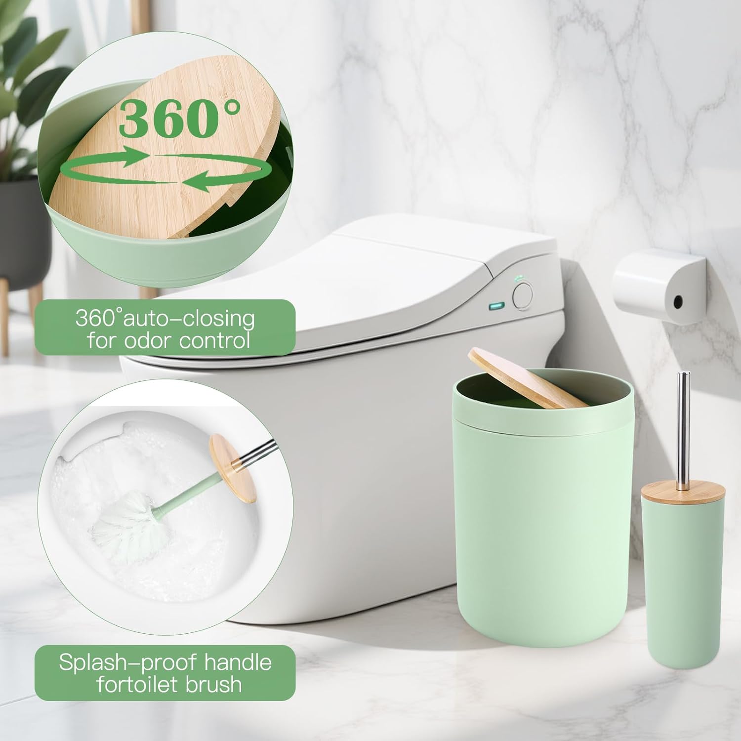 iMucci Bathroom Accessories Bathroom Sets with Shower Curtain, Bath Towel Set, Trash Can, Toilet Brush, Soap Dispenser, Bathroom Accessories Set Complete