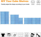 AWTATOS Closet Organizer 8 Cube Storage Shelves Closet Storage Clothes Organizers Stackable Cubby Shelving for Closet Bedroom Living Room Blue