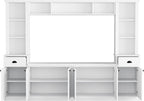 Ball & Cast TV Stand with Cabinets for TVs up to 75",Wall Unit Entertainment Center with Storage and Open Shelves,Modern Media TV Console with 2 Drawers for Living Room,White