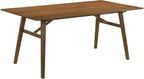 Armen Living Channell Mid Century Modern 5 Piece Walnut Wood Dining Table Set with Benches in Orange Fabric
