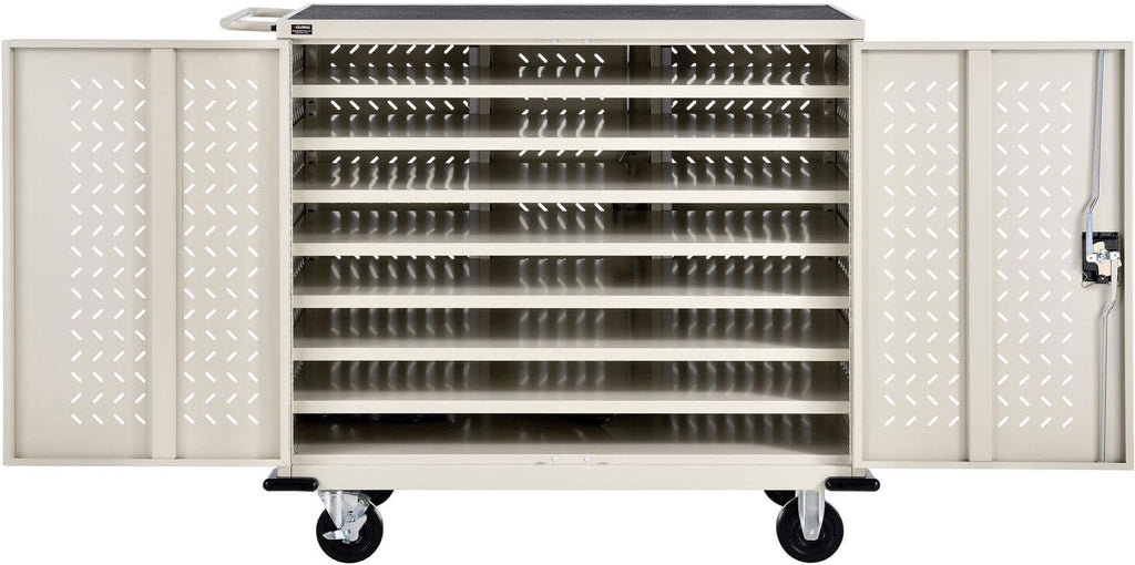 Global Industrial Mobile Storage & Charging Cart, 24 Laptop & Chromebook Device Capacity, Putty, Unassembled, Laptop and Tablet Storage & Charging Cart