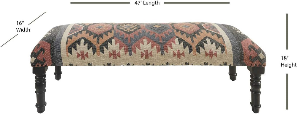 LR Home Upholstered Bench for Bedroom End of Bed |Southwestern Vintage Ottoma...
